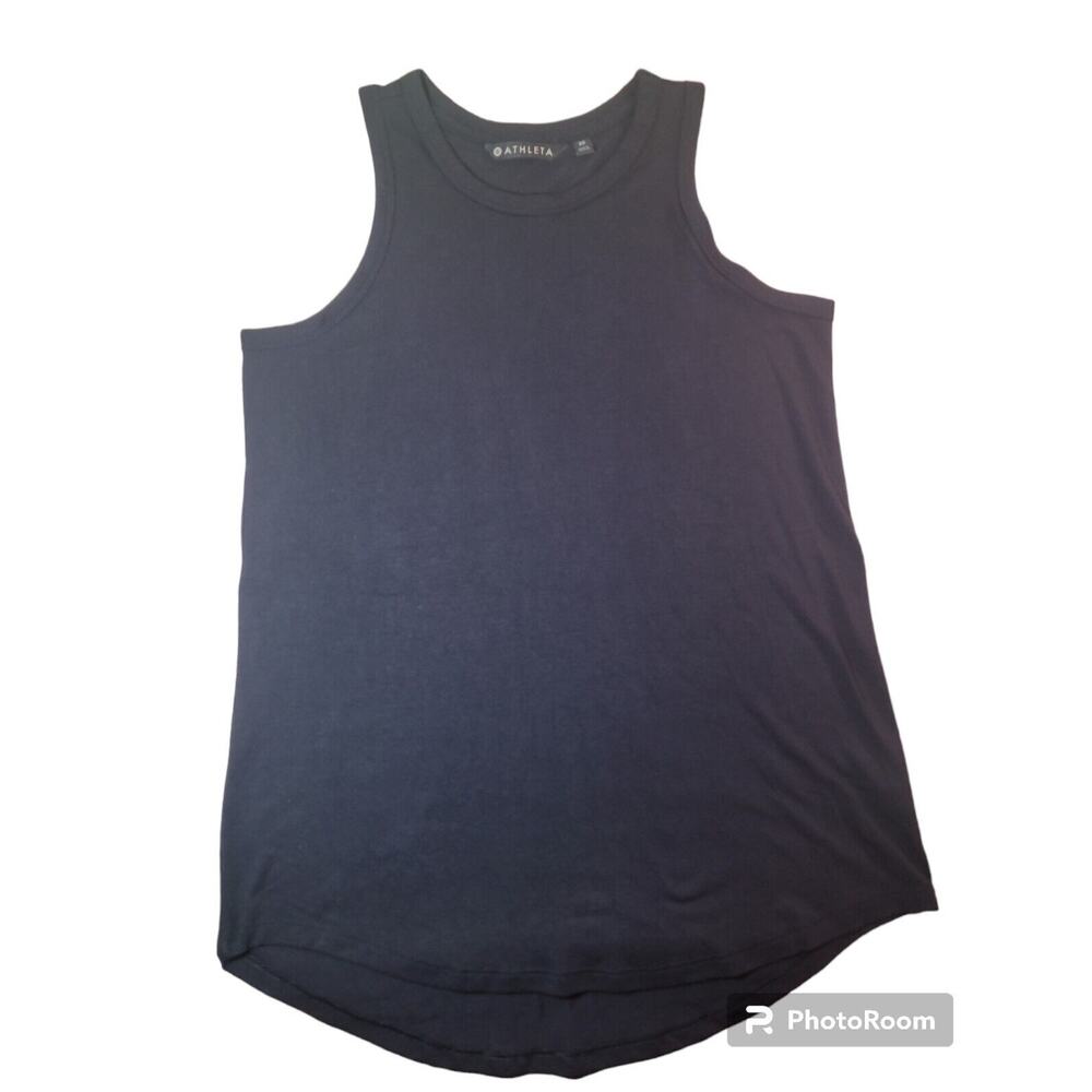Athleta Black Tank Top XS Lightweight Round Hem Athleisure Minimal Workout